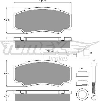 TOMEX brakes TX 12-461 - Stabdžių trinkelių rinkinys, diskinis stabdys onlydrive.pro