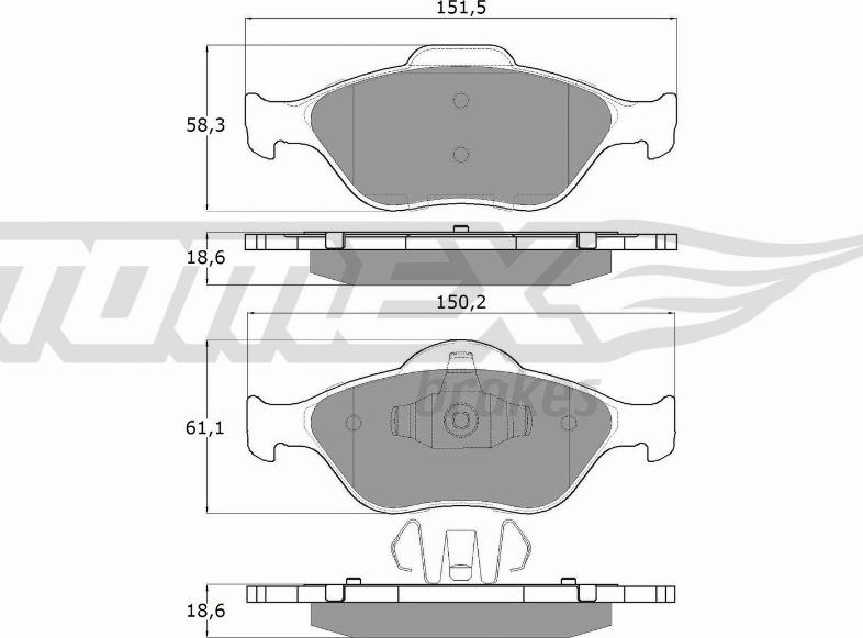 TOMEX brakes TX 12-55 - Stabdžių trinkelių rinkinys, diskinis stabdys onlydrive.pro