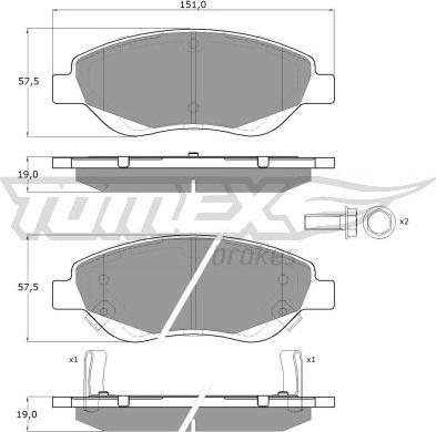 TOMEX brakes TX 12-501 - Stabdžių trinkelių rinkinys, diskinis stabdys onlydrive.pro