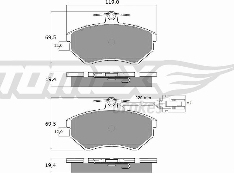 TOMEX brakes TX 12-04 - Bremžu uzliku kompl., Disku bremzes onlydrive.pro