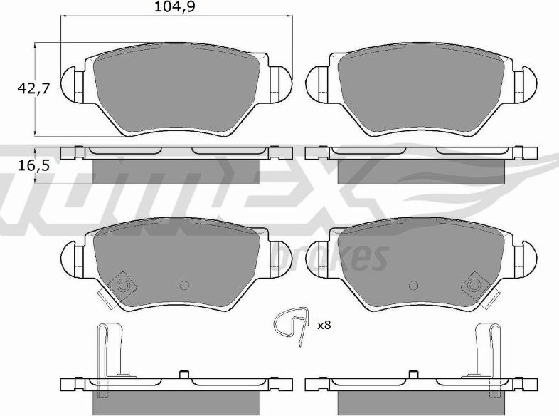 TOMEX brakes TX 12-14 - Brake Pad Set, disc brake onlydrive.pro