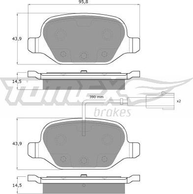 TOMEX brakes TX 12-702 - Bremžu uzliku kompl., Disku bremzes onlydrive.pro