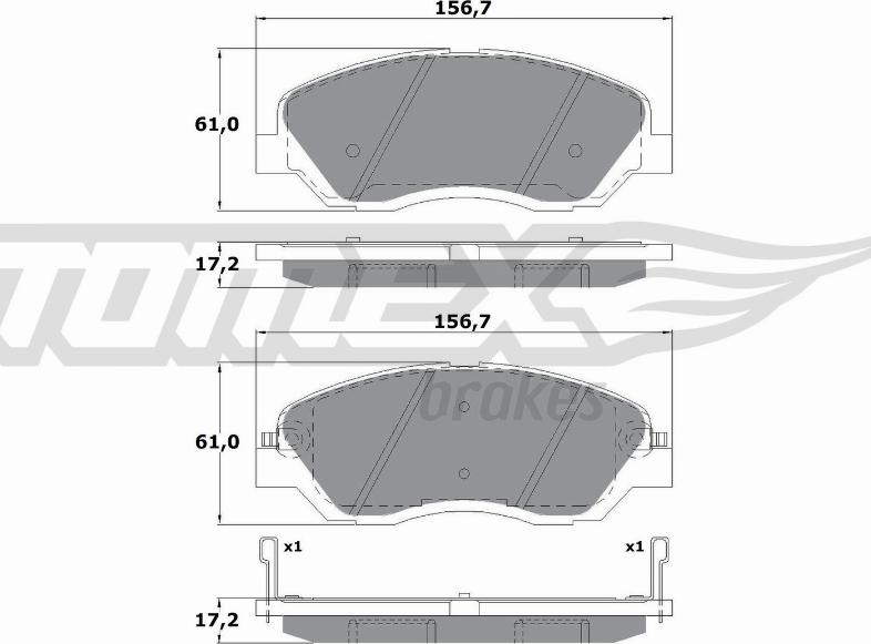 TOMEX brakes TX 17-44 - Тормозные колодки, дисковые, комплект onlydrive.pro