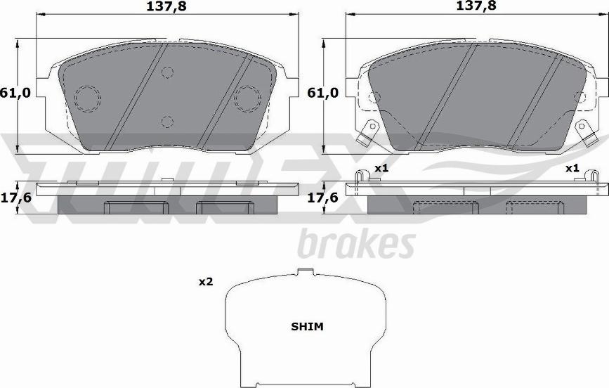 TOMEX brakes TX 17-47 - Stabdžių trinkelių rinkinys, diskinis stabdys onlydrive.pro