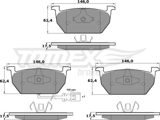 TOMEX brakes TX 17-03 - Тормозные колодки, дисковые, комплект onlydrive.pro