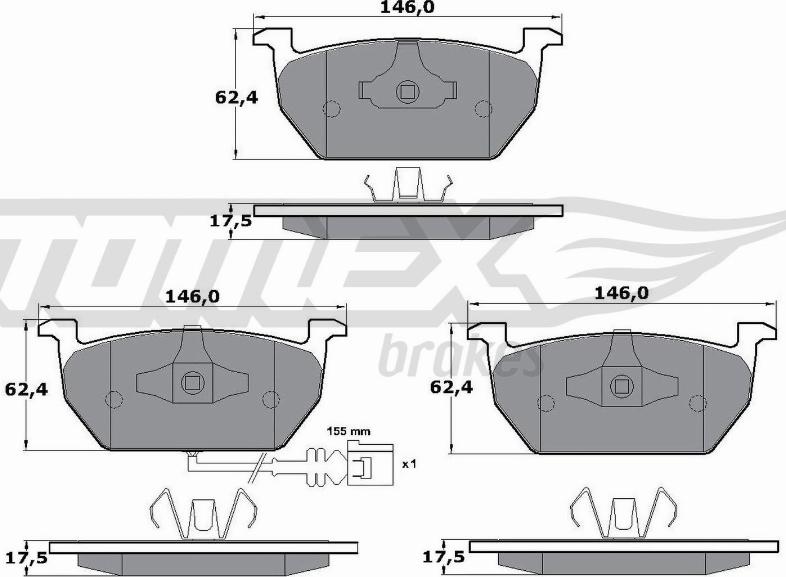 TOMEX brakes TX 17-03 - Тормозные колодки, дисковые, комплект onlydrive.pro