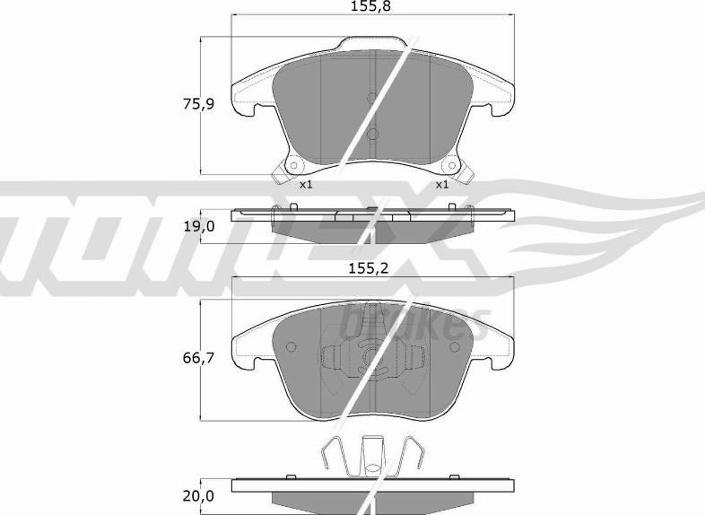 TOMEX brakes TX 17-75 - Тормозные колодки, дисковые, комплект onlydrive.pro