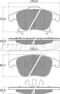 TOMEX brakes TX 17-75 - Тормозные колодки, дисковые, комплект onlydrive.pro