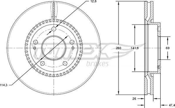 TOMEX brakes TX 71-35 - Stabdžių diskas onlydrive.pro