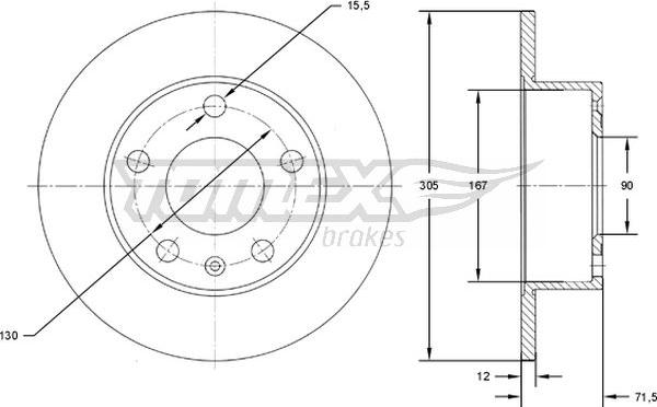 TOMEX brakes TX 71-76 - Bremžu diski onlydrive.pro