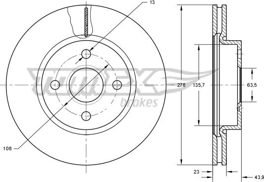 TOMEX brakes TX 73-92 - Stabdžių diskas onlydrive.pro