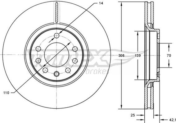 TOMEX brakes TX 72-03 - Stabdžių diskas onlydrive.pro