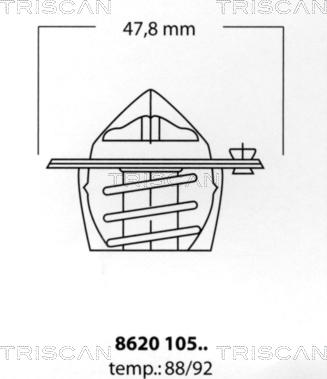 Triscan 8620 10592 - Termostatas, aušinimo skystis onlydrive.pro