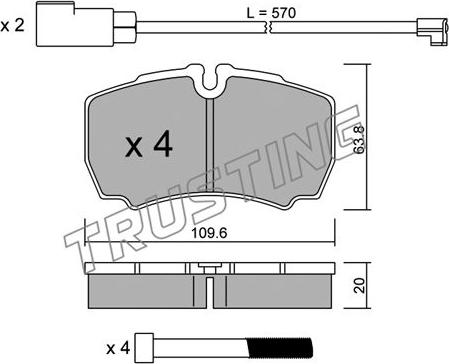 Trusting 620.2W - Тормозные колодки, дисковые, комплект onlydrive.pro