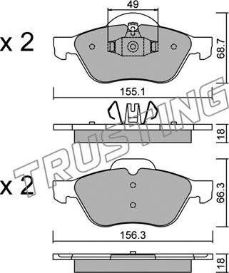 Trusting 344.1 - Brake Pad Set, disc brake onlydrive.pro