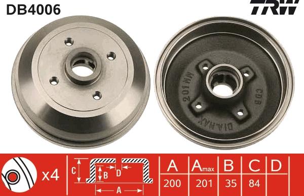 TRW DB4006 - Brake Drum onlydrive.pro