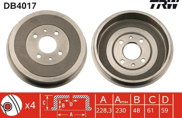 TRW DB4017 - Brake Drum onlydrive.pro