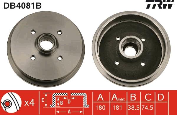 TRW DB4081B - Тормозной барабан onlydrive.pro