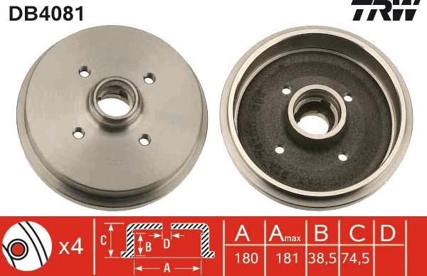 TRW DB4081 - Brake Drum onlydrive.pro