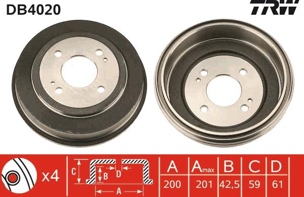 TRW DB4020 - Brake Drum onlydrive.pro