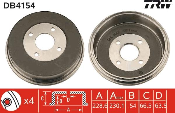 TRW DB4154 - Brake Drum onlydrive.pro