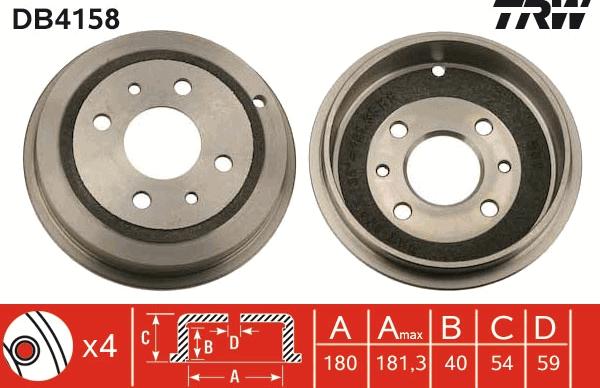 TRW DB4158 - Brake Drum onlydrive.pro