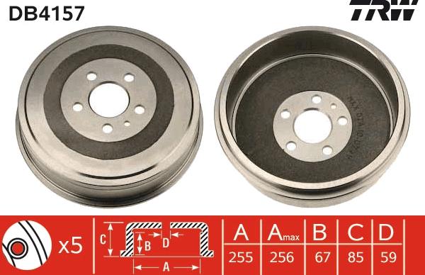 TRW DB4157 - Тормозной барабан onlydrive.pro