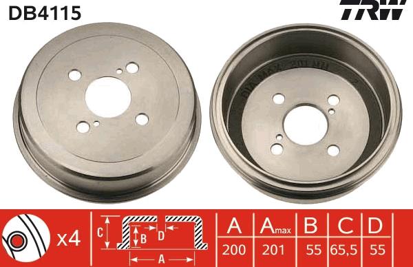 TRW DB4115 - Brake Drum onlydrive.pro