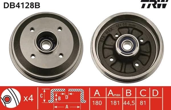 TRW DB4128B - Bremžu trumulis onlydrive.pro