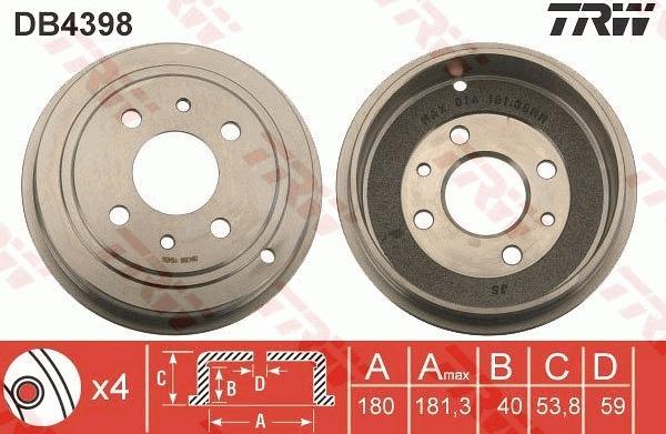 TRW DB4398 - Brake Drum onlydrive.pro