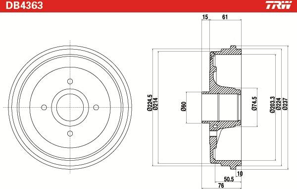 TRW DB4363 - Bremžu trumulis onlydrive.pro