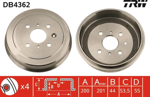 TRW DB4362 - Brake Drum onlydrive.pro