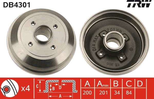 TRW DB4301 - Brake Drum onlydrive.pro