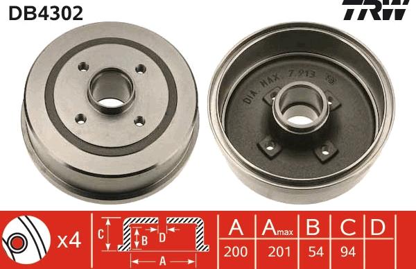 TRW DB4302 - Brake Drum onlydrive.pro