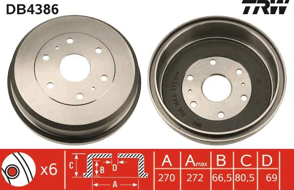 TRW DB4386 - Brake Drum onlydrive.pro