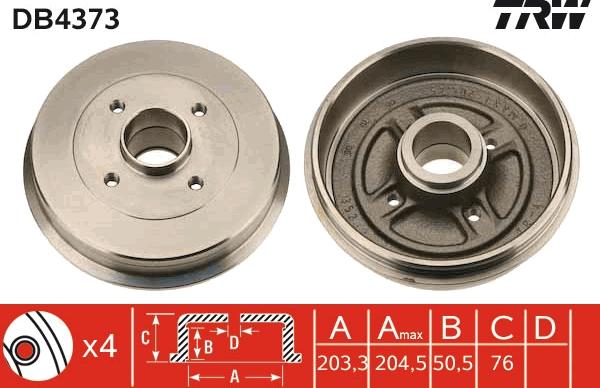 TRW DB4373 - Brake Drum onlydrive.pro