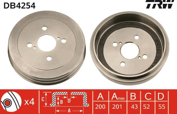 TRW DB4254 - Brake Drum onlydrive.pro