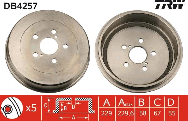 TRW DB4257 - Brake Drum onlydrive.pro