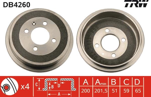 TRW DB4260 - Brake Drum onlydrive.pro