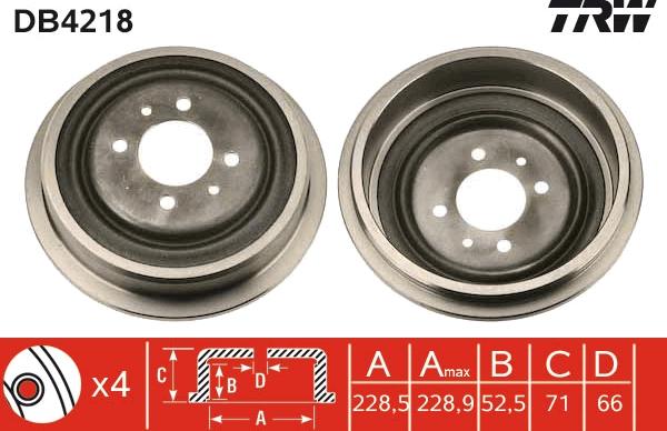 TRW DB4218 - Brake Drum onlydrive.pro