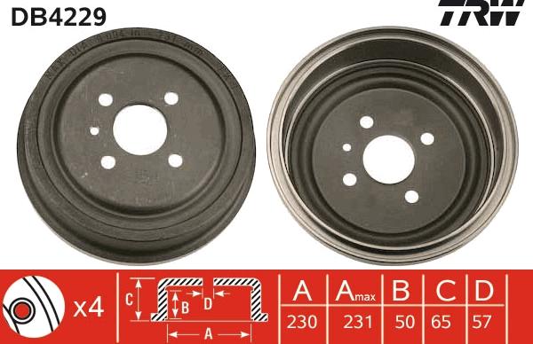 TRW DB4229 - Brake Drum onlydrive.pro