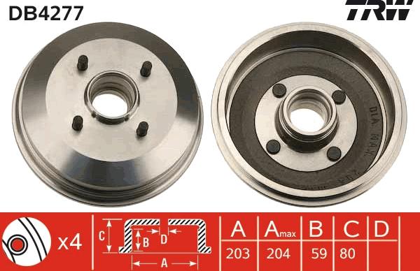 TRW DB4277 - Brake Drum onlydrive.pro