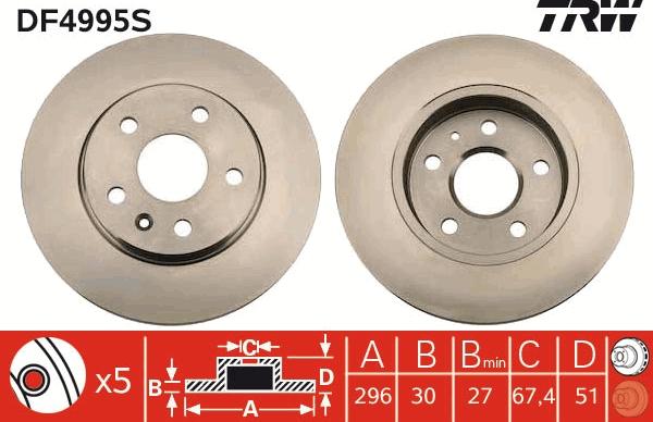 TRW DF4995S - Brake Disc onlydrive.pro