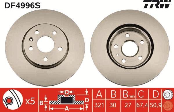 TRW DF4996S - Brake Disc onlydrive.pro