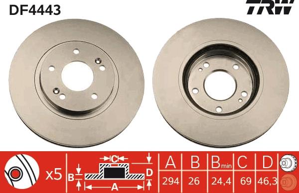 TRW DF4443 - Brake Disc onlydrive.pro