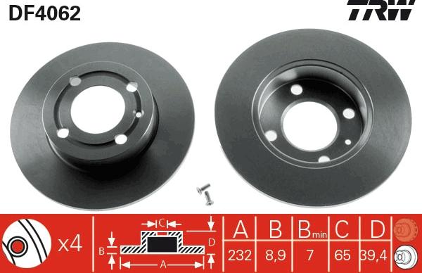 TRW DF4062 - Тормозной диск onlydrive.pro