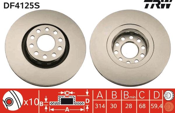 TRW DF4125S - Brake Disc onlydrive.pro