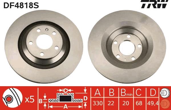 TRW DF4818S - Brake Disc onlydrive.pro