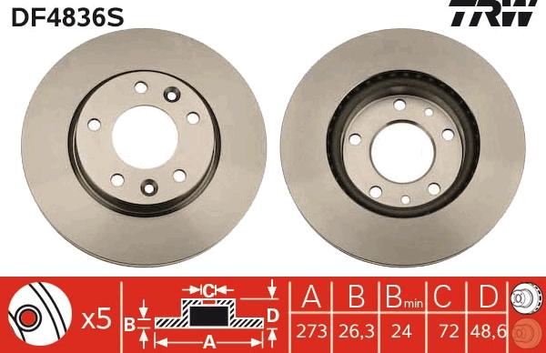 TRW DF4836S - Brake Disc onlydrive.pro