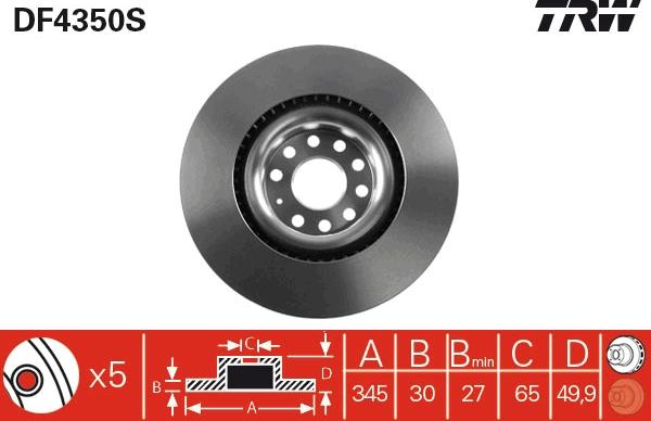 TRW DF4350S - Тормозной диск onlydrive.pro